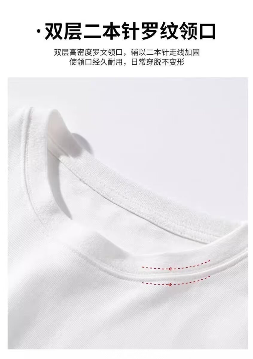 夏季新款重磅设计感情侣纯棉短袖男生宽松圆领猫咪印花t恤五分袖详情6