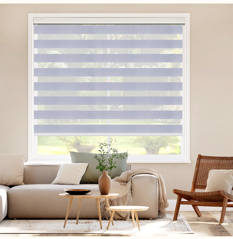 现货免打孔斑马帘外贸窗帘成品柔纱帘升降卷帘遮阳百叶窗帘定制详情12