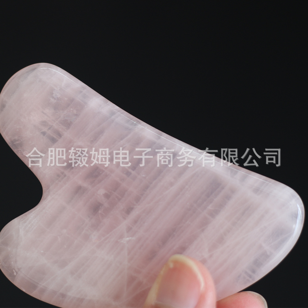 天然粉晶刮痧板心形三角板天然粉晶全身经络按摩批发详情7
