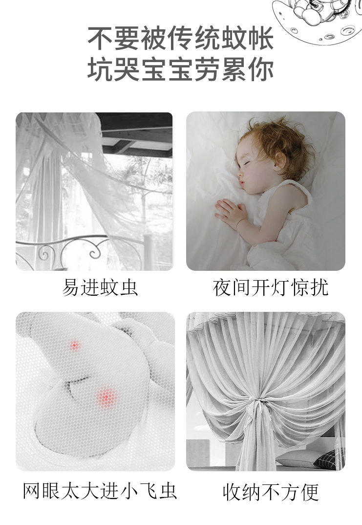 婴儿蚊帐罩宝宝小床蒙古包全罩式防蚊罩幼儿童可折叠通用无底蚊帐详情2