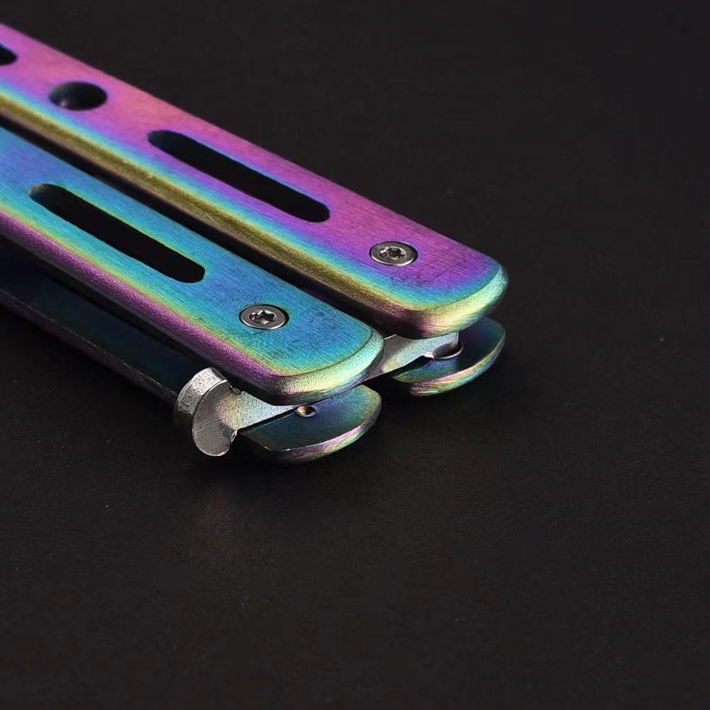 Wholesale butterfly knives, folding knives, multi-functional outdoor practice knives, non-cutting edge fancy self-defense portable game knives pic 5