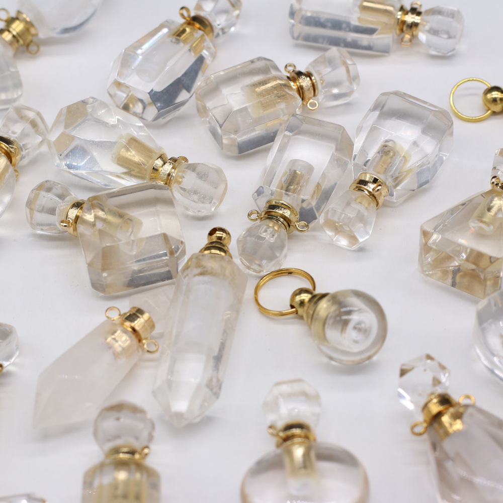 Exquisite natural semi-precious stone perfume bottles, white crystal, various shapes, DIY accessories, fashionable and exquisite wholesale production pic 2
