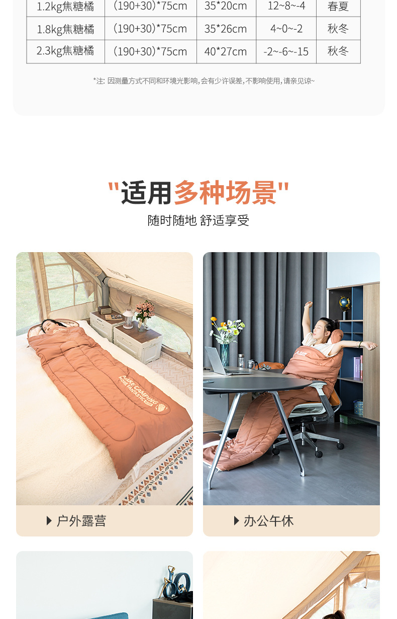 北山狼睡袋四季通用款成人户外露营轻量化夏季车用单双人被子两用详情16