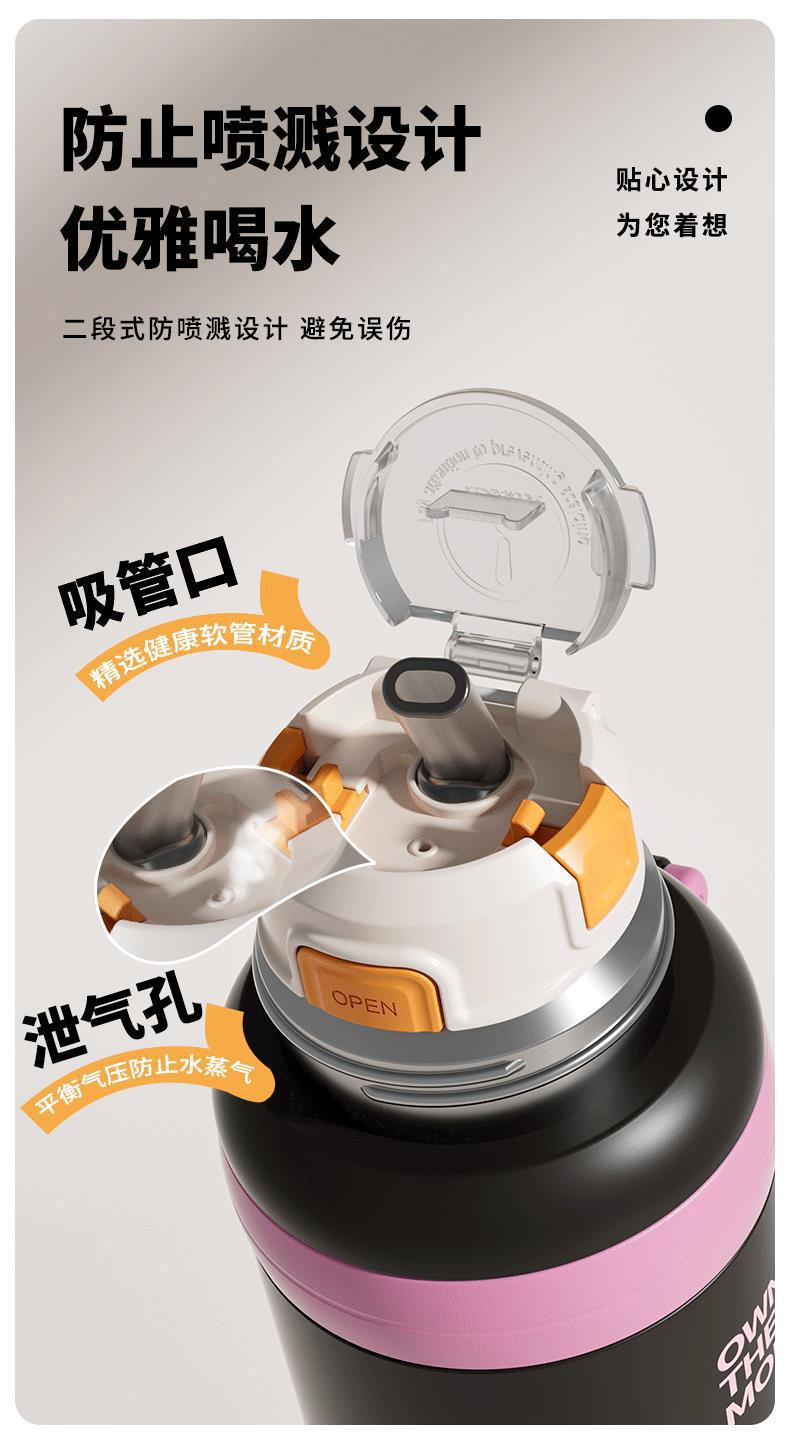 新款大容量保温杯316不锈钢高颜值吸管保温杯女学生水杯一杯三饮详情4