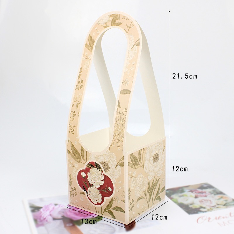 三八妇女节女神节提手康乃馨花束包装花艺纸袋勾底白卡礼品袋详情2