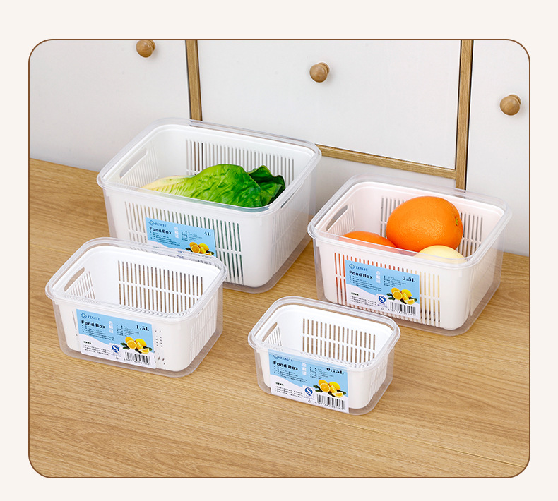 Refrigerator storage box, water-draining and fresh-keeping box, kitchen food-grade special refrigeration and freezing sealed fresh-keeping box for fruits and vegetables pic 14