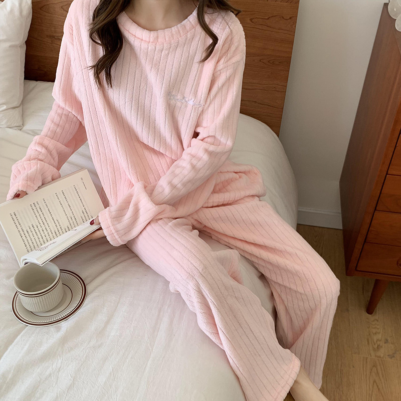 珊瑚绒睡衣女士2024年新款春秋冬季加厚大码冬天法兰绒加绒家居服详情18
