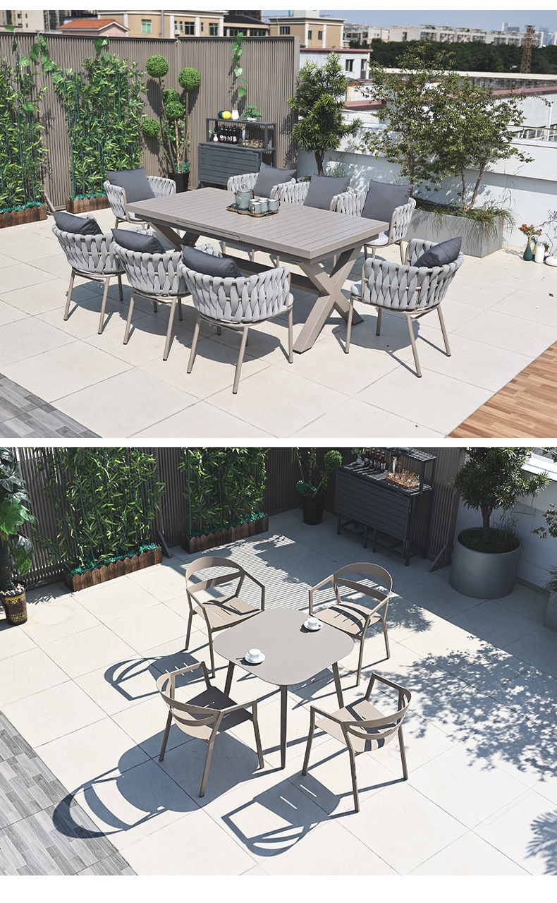 户外阳台圆桌碳钢桌子设计师花园长桌奶茶餐桌防晒庭院休闲小桌椅详情11