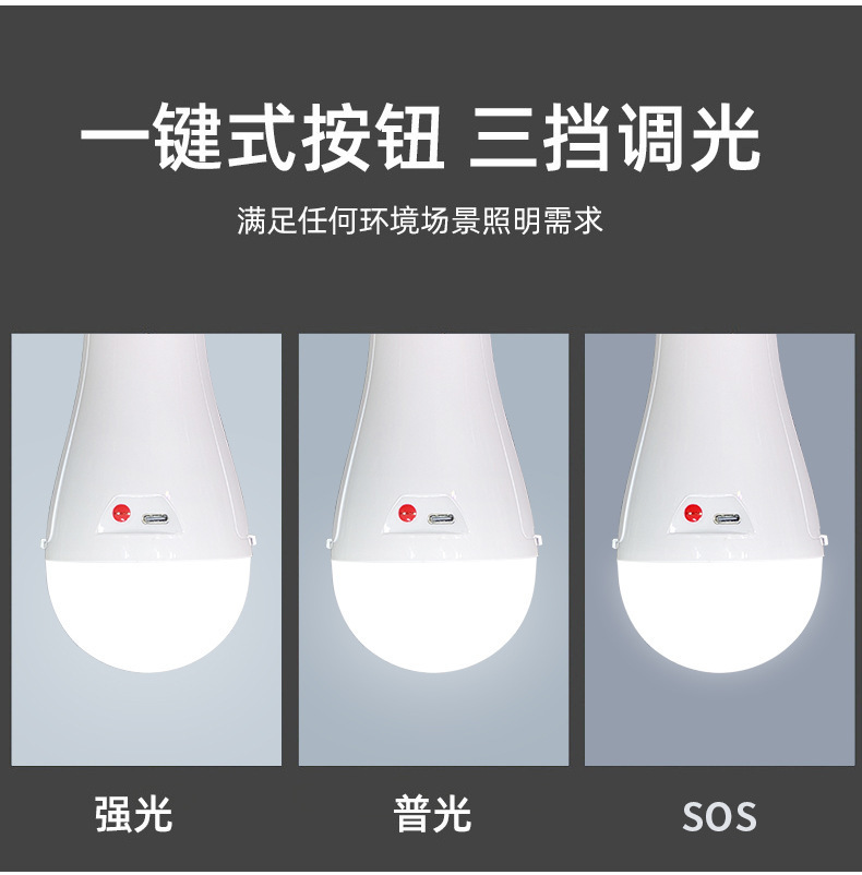 Cross-border emergency bulb lamp Type-C emergency charging lamp wide-voltage dual-charge detachable battery emergency bulb pic 4