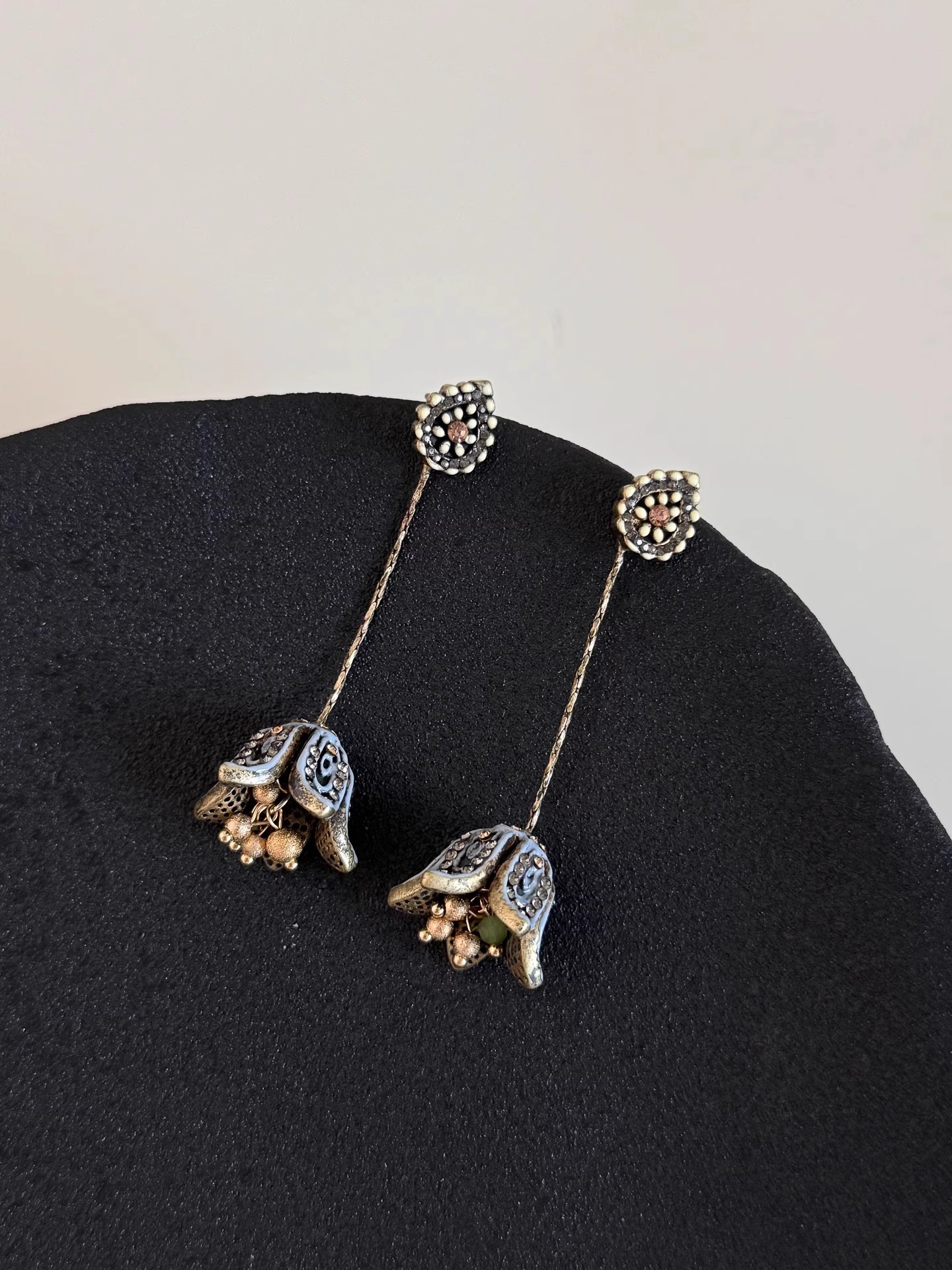 姜妍同款花朵耳环长款波西米亚民族风流苏耳饰女复古高级耳钉耳夹详情9