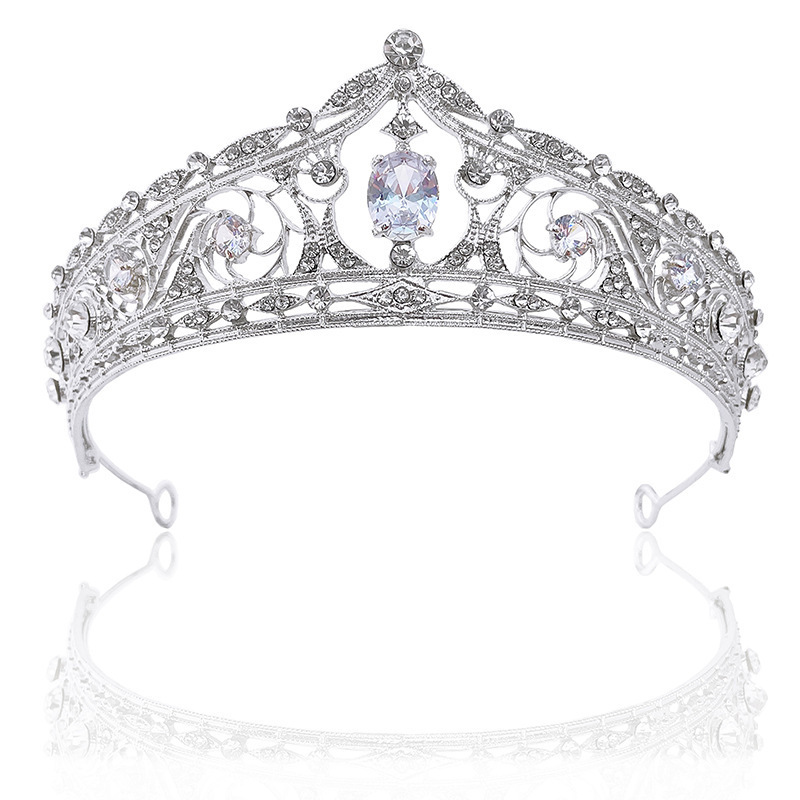 European and American retro Baroque full diamond crown bride headwear, crown wedding birthday princess hair band pic 5