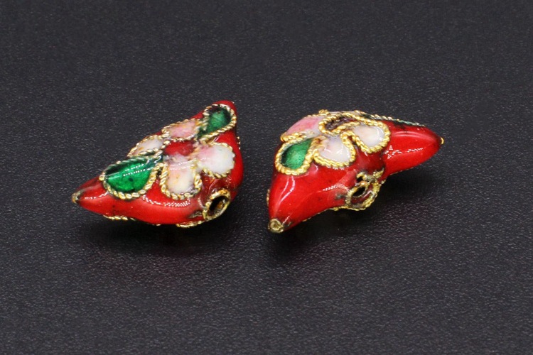Traditional high-temperature cloisonne enamel floral silver-blue DIY jewelry accessories with beads and cloisonne 15*8 small ingots pic 3