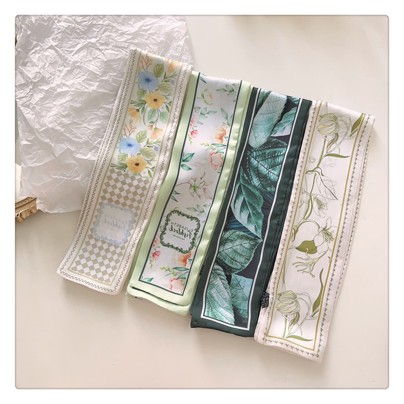 绿色花卉伴手礼盒丝巾绑包包飘带夏季女神发带清新长条绑发带详情25