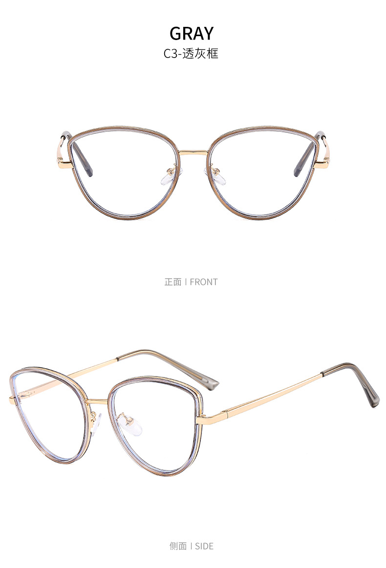 Metal anti-blue light cat-eye flat glasses for women 2023 new style fashionable glasses frame cross-border version can be matched with myopia glasses frame pic 16
