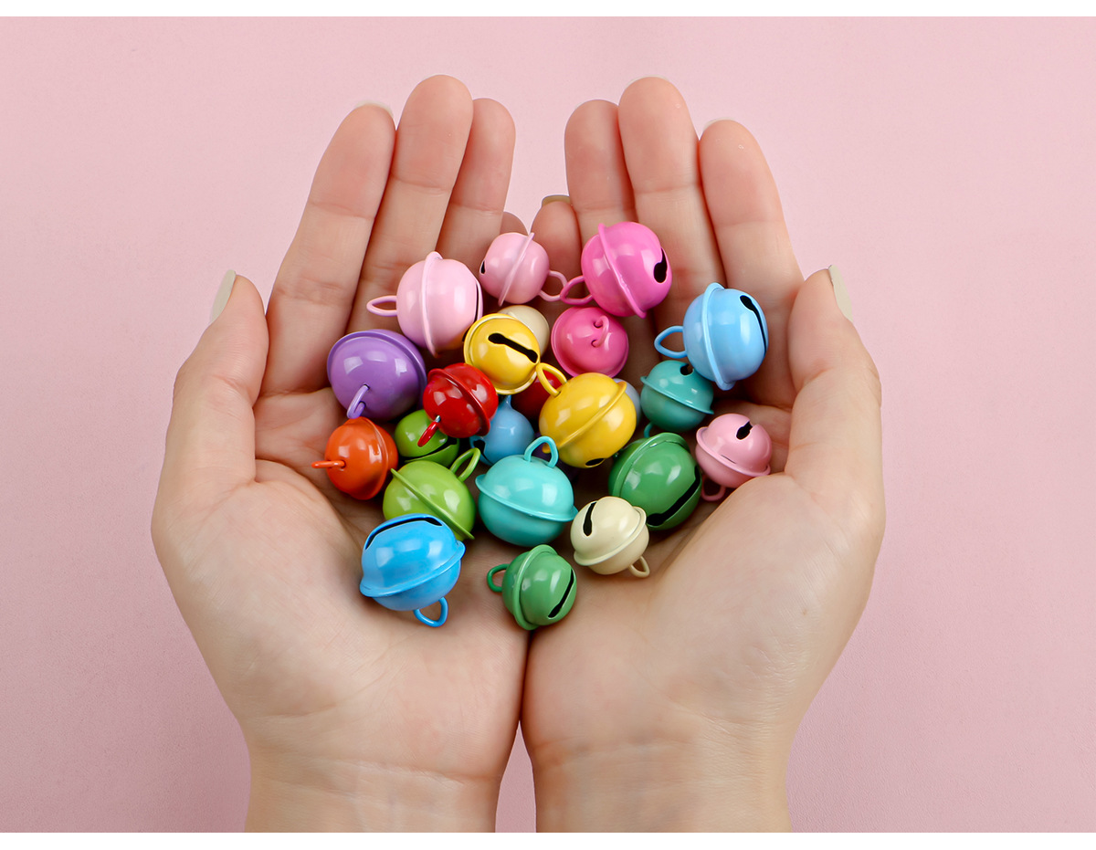 14-22mm single-character spray-painted colored bell pendant, small pendant, diy keychain accessory, pet small round bell pic 25