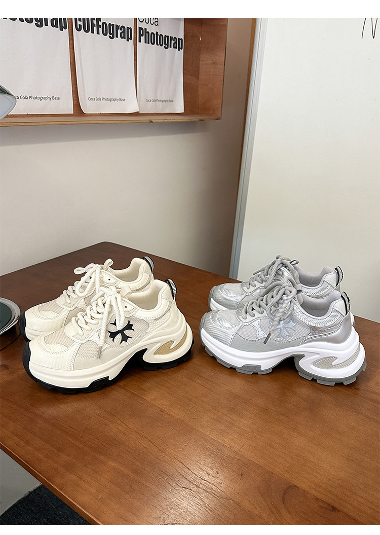 苏茵茵同款增高7.5cm~十字花厚底休闲运动鞋女厚底老爹鞋跑步鞋详情25