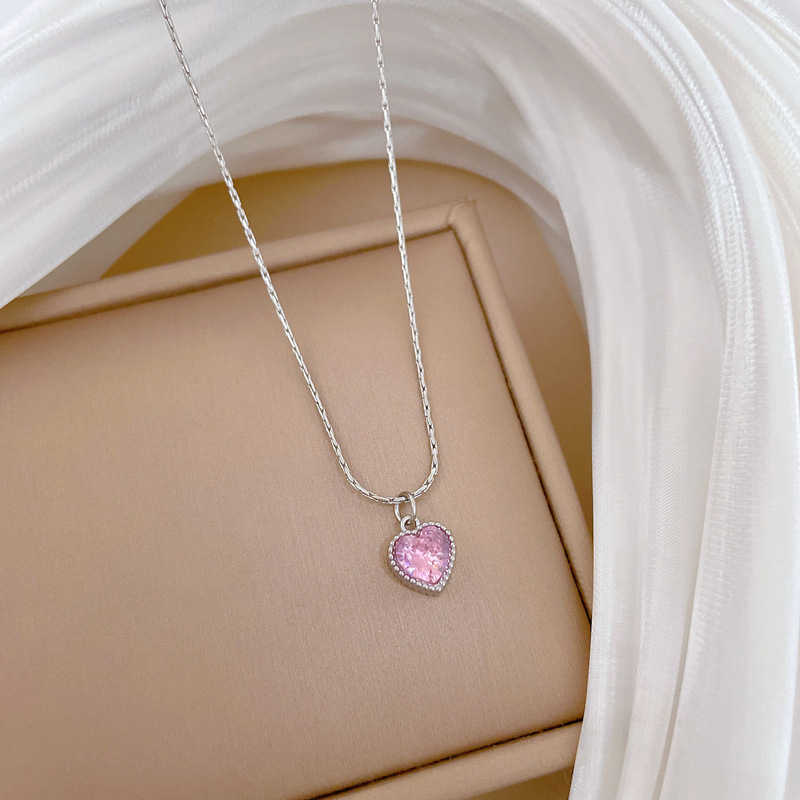 【通体钛钢】爱心不锈钢极简炉内真金项链女ins网红锁骨链配饰品详情11