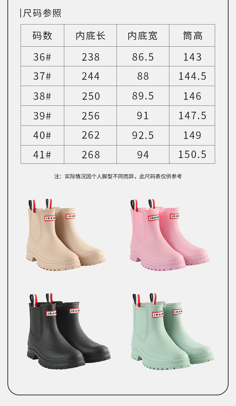雨中秀时尚女款雨鞋防水防滑加厚耐磨硅胶雨鞋女款外穿防滑批发详情5