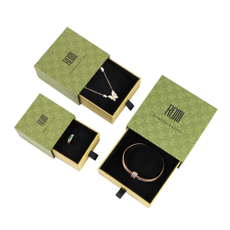 Customized creative grass green jewelry boxes, high-end rings, bracelets, stud boxes, handbags, necklaces, gift boxes, and drawer boxes pic 10