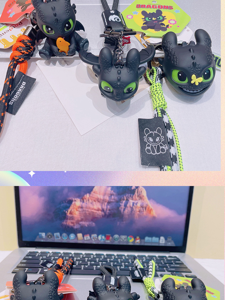 正版驯龙高手无牙仔夜煞钥匙扣创意背包挂件发光发声小饰品钥匙链详情11