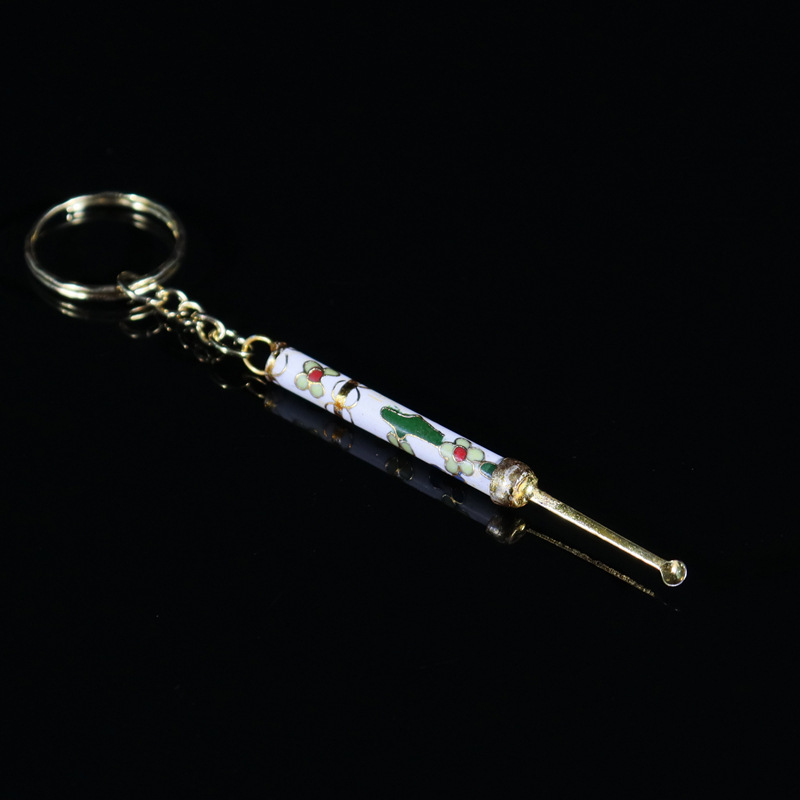 Beijing Cloisonne vintage collection, traditional polished keychain with cloisonne enamel, pendant ear scoop pic 6