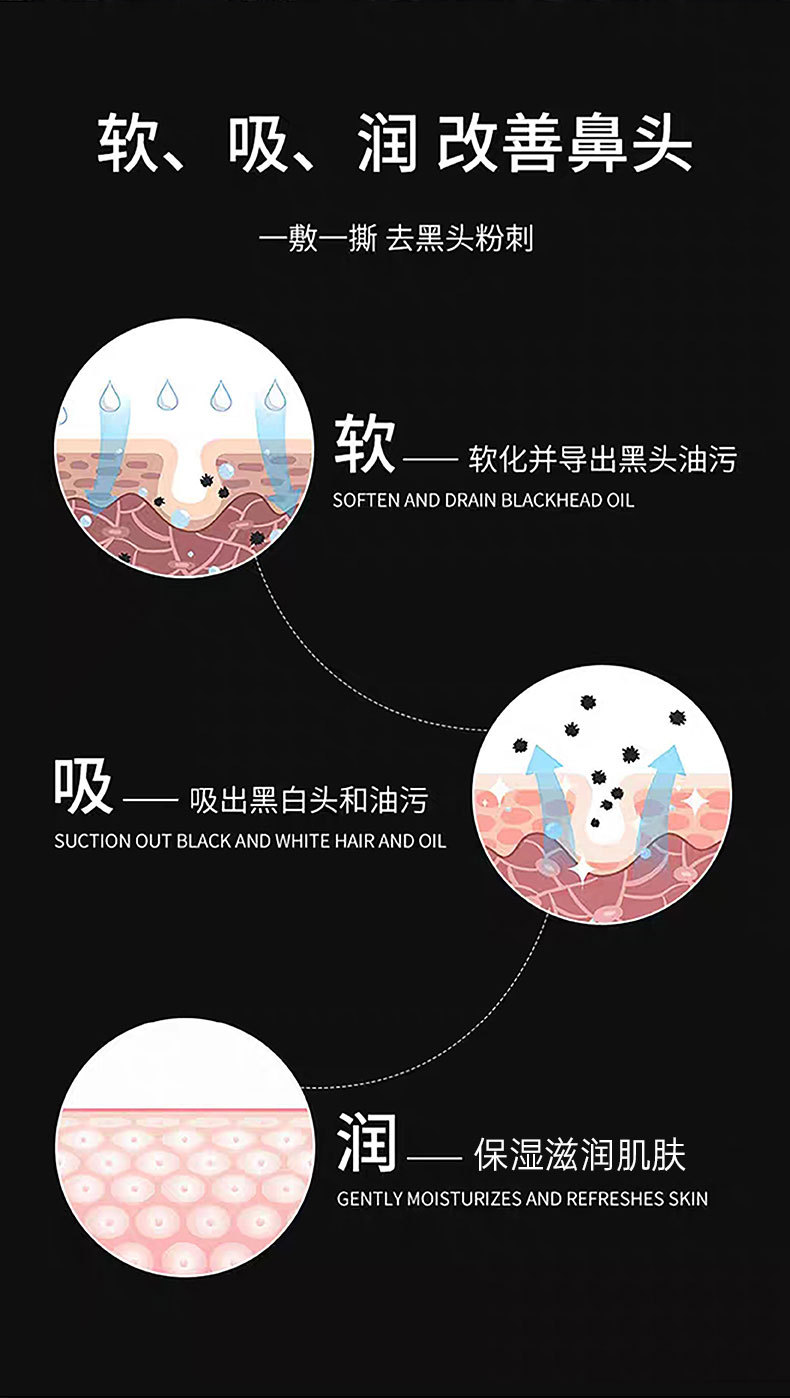 韩姿妮吸黑头鼻膜竹炭矿物泥祛黑头粉刺面膜撕拉式鼻膜鼻贴厂家批详情5