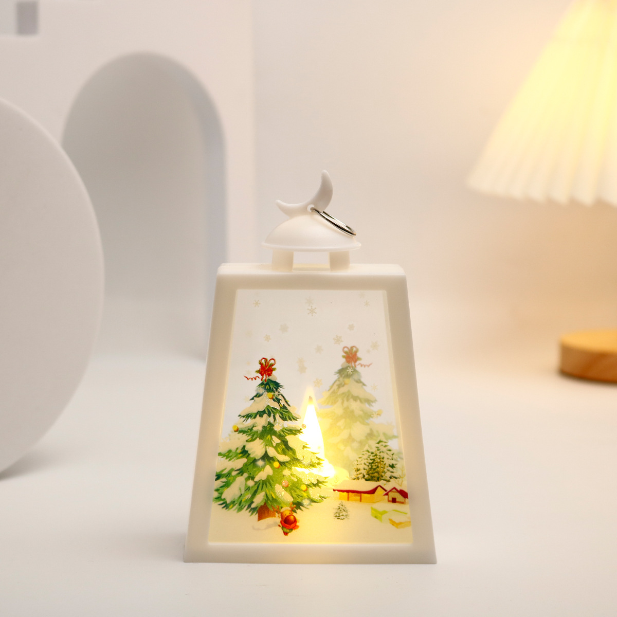 New cross-border Christmas decorative items, moon trapezoidal wind lamp ornaments, Christmas night lights, retro hand-held lamps, and Christmas decorative lighting fixtures full of atmosphere pic 7