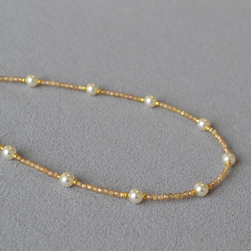 日韩小众设计闪亮彩色锆石满天星珍珠清新甜美高级感项链锁骨链女详情22