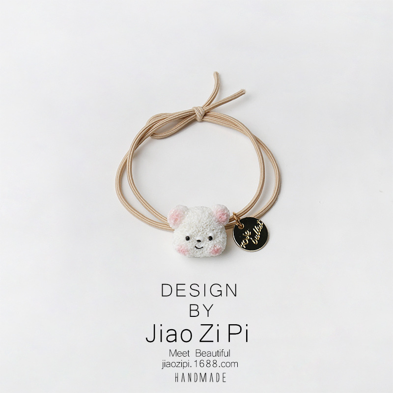 Simple and cute puppy hair tie, animal girlish heart, high ponytail, hair band, sweet hair band, cartoon hair tie and hair accessory pic 9