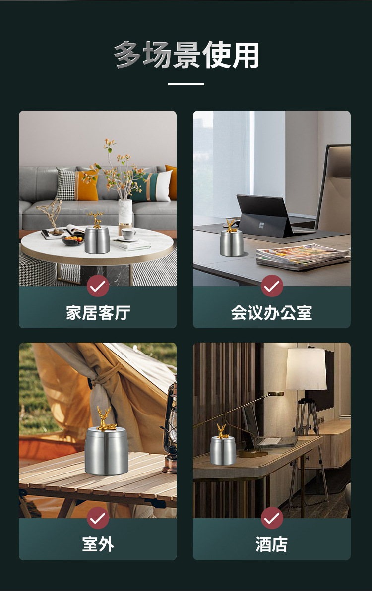 创意不锈钢带盖烟灰缸加厚防风家用酒店餐厅礼品ktv广告logo批发详情14