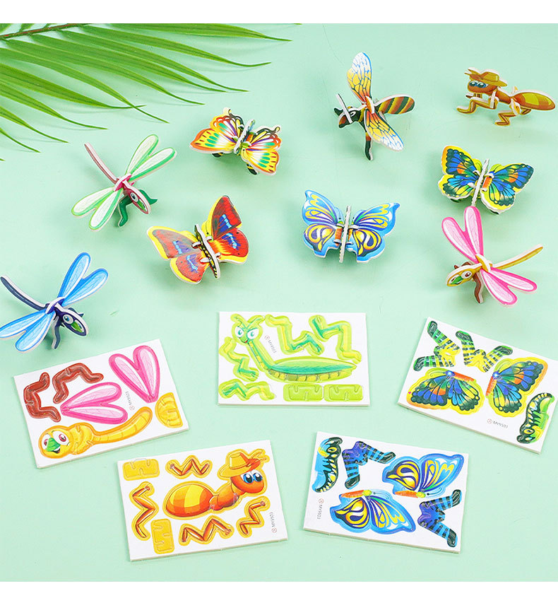 Puzzle de insectos estereoscópicos diy stereo dinosaurio tanque rompecabezas hecho a mano juguetes para niños regalos de jardín de infantes al por mayor pic 6