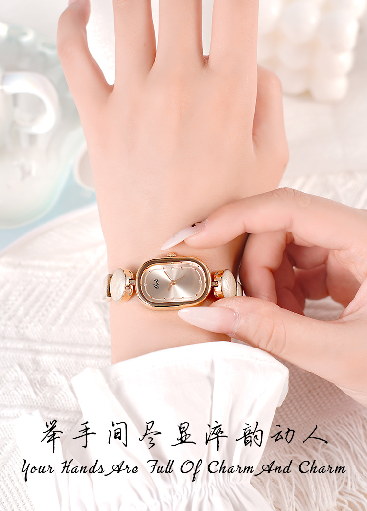 歌迪精致椭圆形简约手链表小众不规则设计文艺女士石英手表详情1