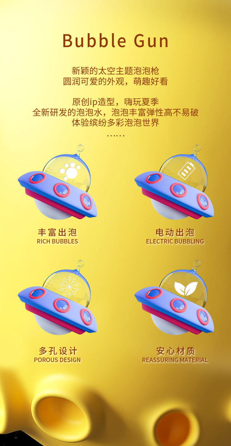 新款宇航员星球泡泡枪全自动加特林多孔电动全自动泡泡机儿童户外玩具地摊批发详情2