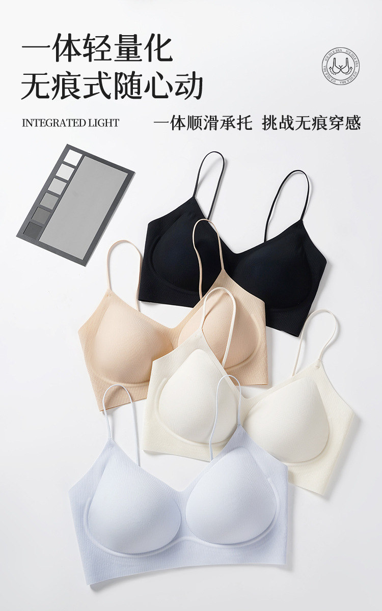草本山茶花香氛内衣女夏季超薄无痕大胸显小细闪吊带无钢圈文胸罩详情12