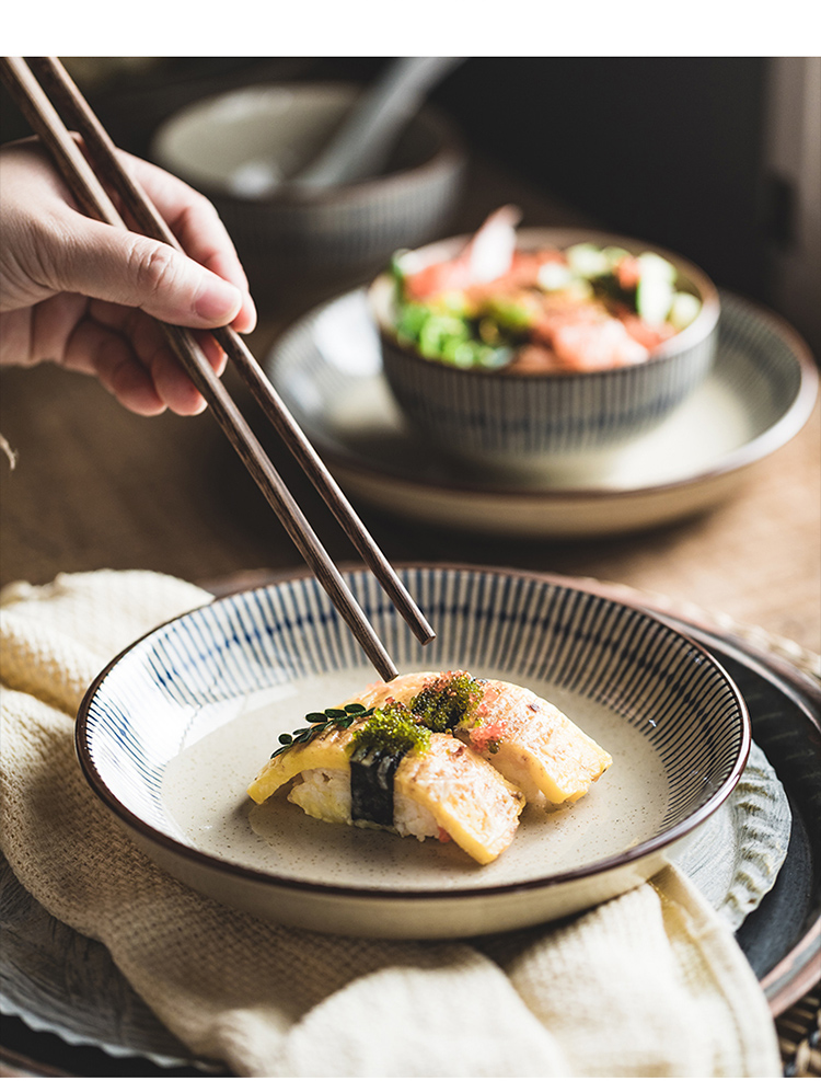 Bowl Home 2025 New High Appearance level retro Japanese tableware plate set, ceramic soup bowl, underglaze colored rice bowl pic 17