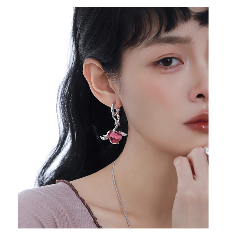 原创设计玫瑰系列耳环女夸张高级感小众轻奢独特精致百搭耳饰批发 pic 9