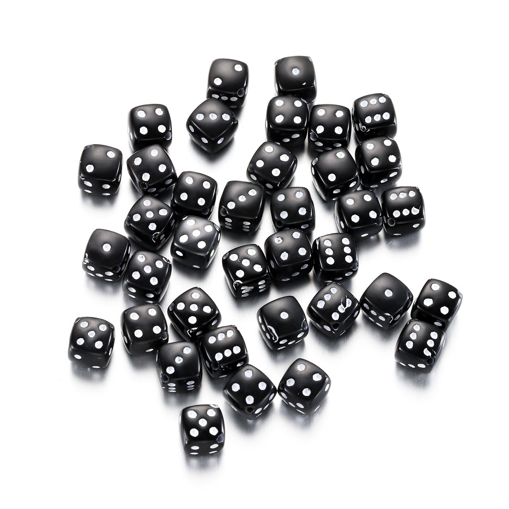 diy饰品配件手工穿绳珠亚克力骰子珠子透明彩色珠子黑白珠批发详情14