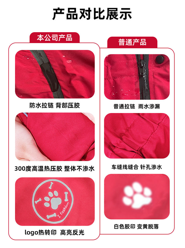 跨境宠物雨衣中大型犬金毛萨摩阿拉斯加防水四脚雨衣狗狗连帽雨衣详情19