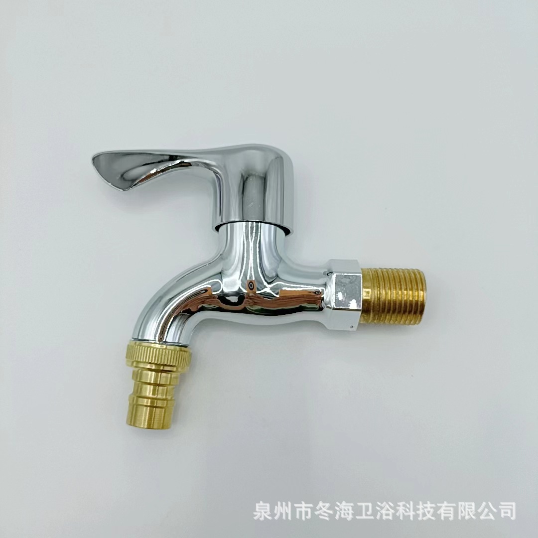 厂家直供电镀塑芯铜色钢牙钢咀阳台拖布池 4分进水快开单冷水龙头详情5