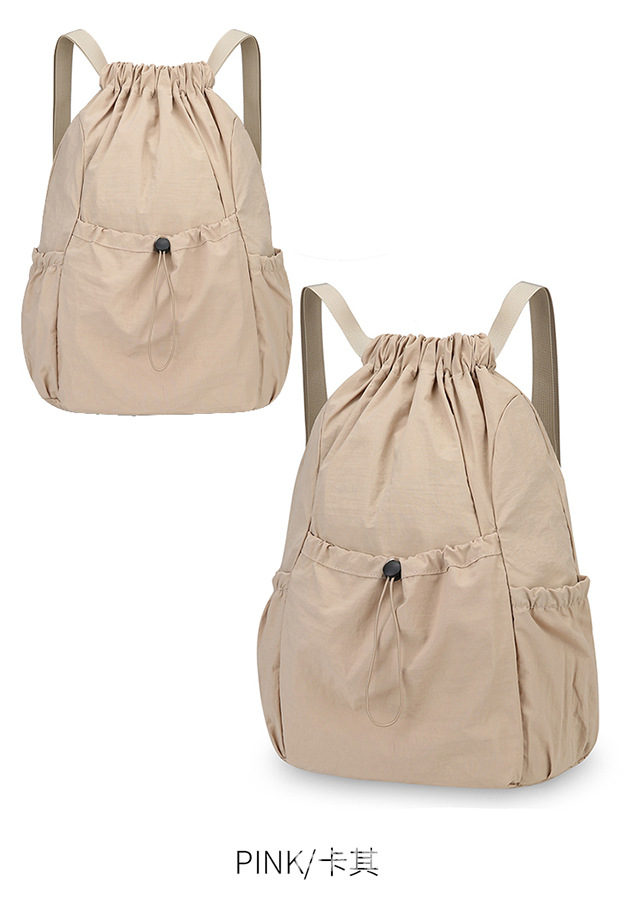 新款轻便束口抽绳双肩背包韩系大容量户外通勤休闲可折叠双肩包详情29