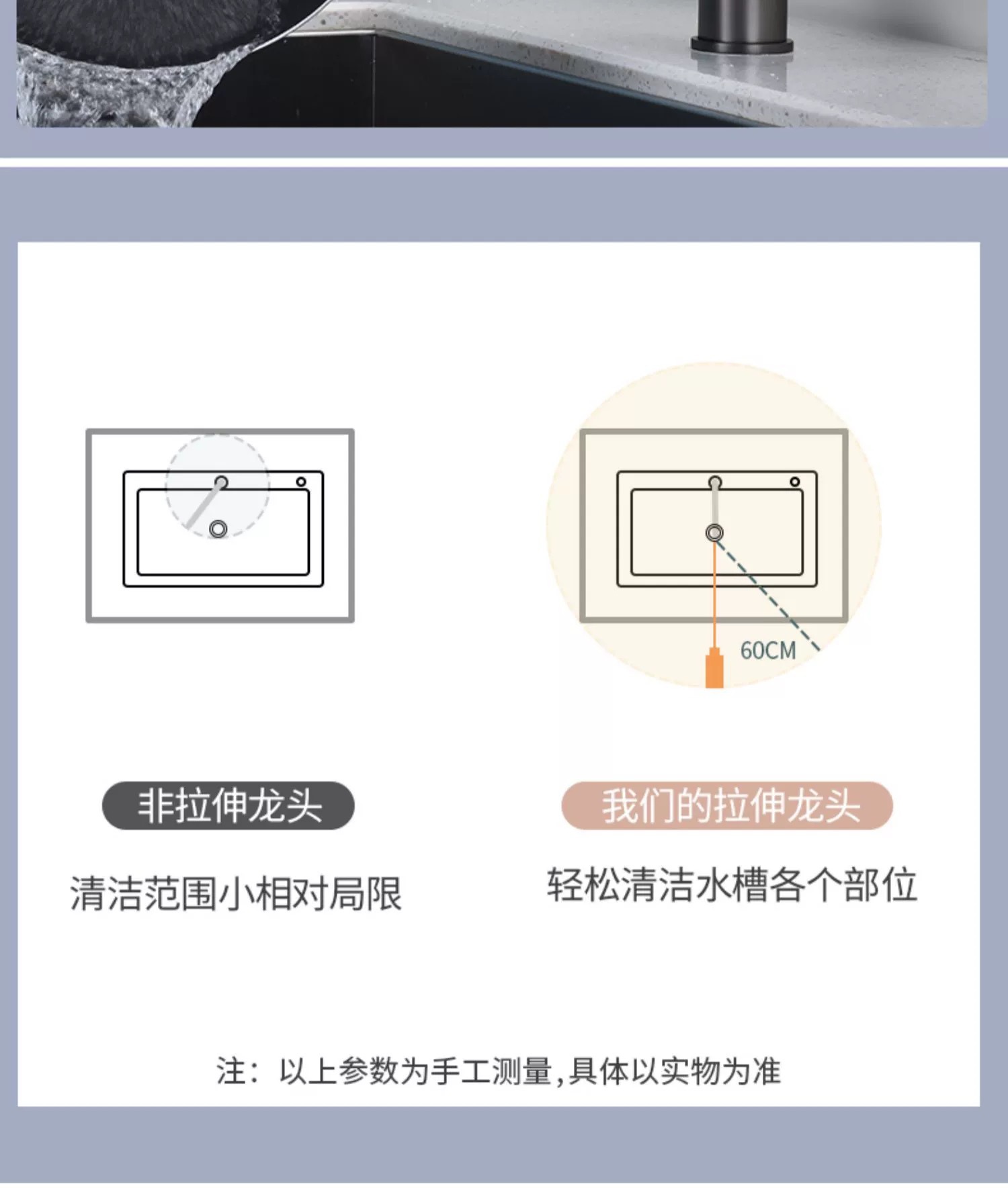 跨境304不锈钢三合一枪灰厨房抽拉龙头冷热直饮水净水器菜盆龙头详情8