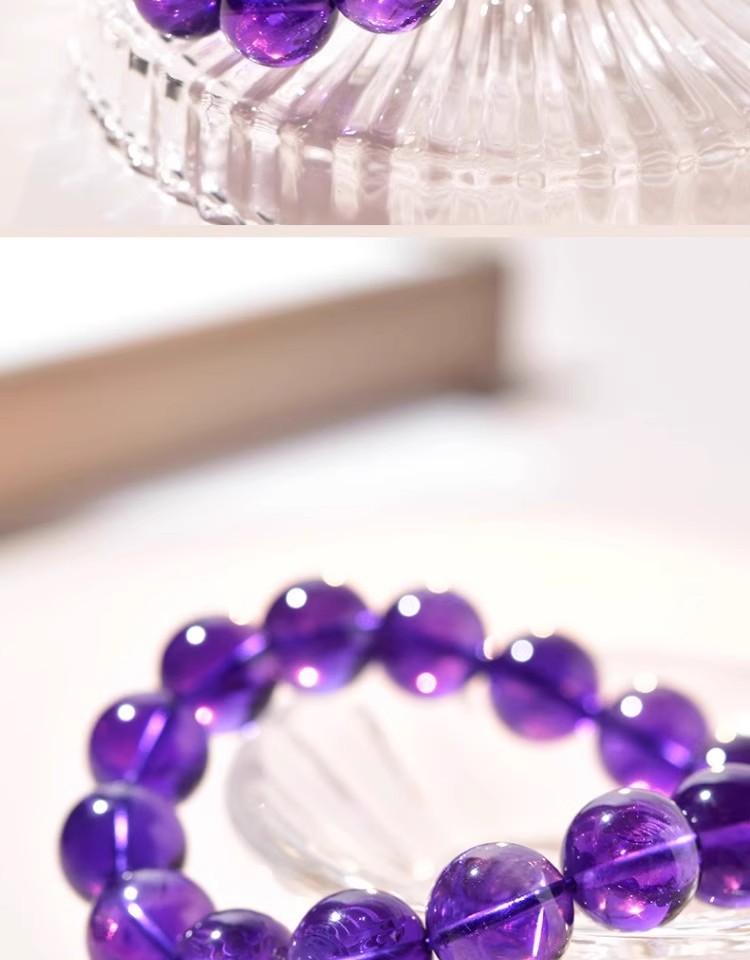 紫水晶手串女男玛瑙玉髓翡翠宝玉石散珠子乌拉圭紫晶东海水晶手链饰品手饰手链详情11