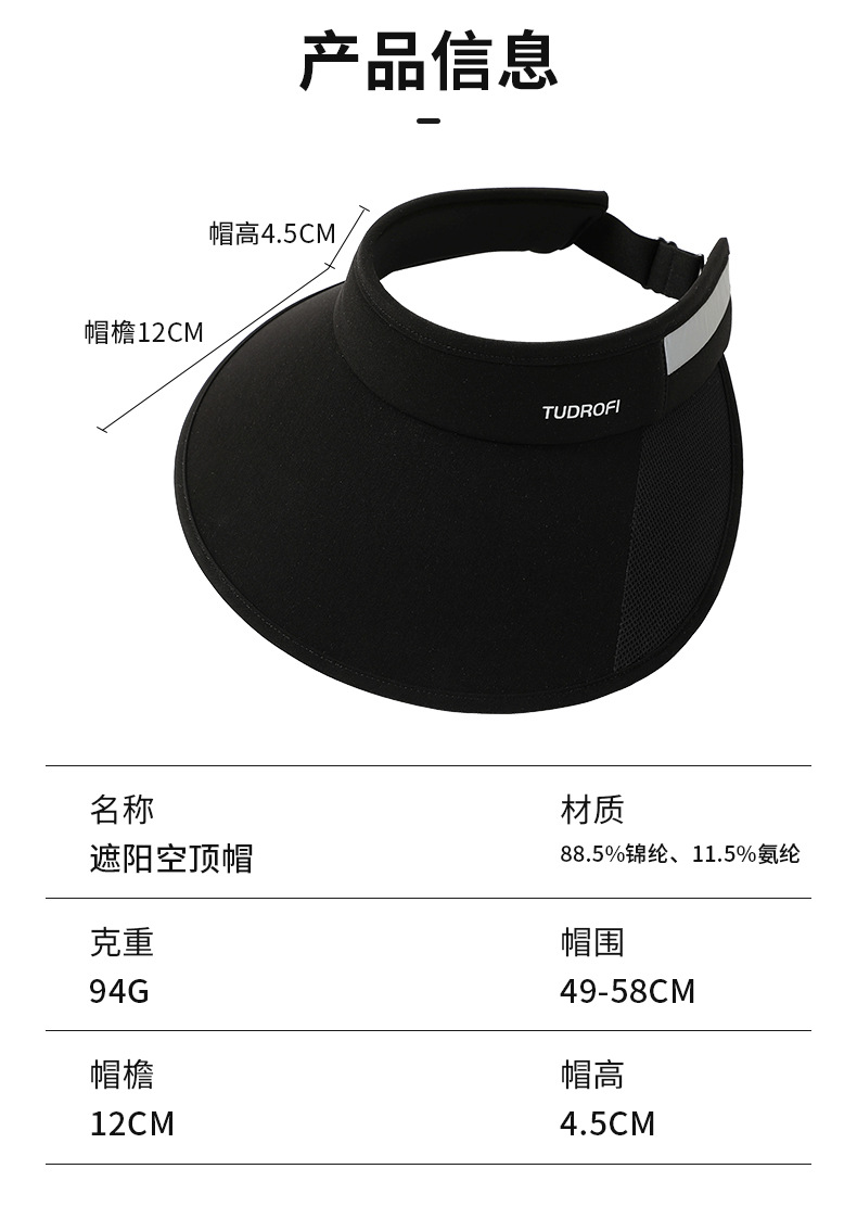 空顶帽子男女款夏季防紫外线户外出游遮阳防晒帽显脸小百搭大檐帽详情2