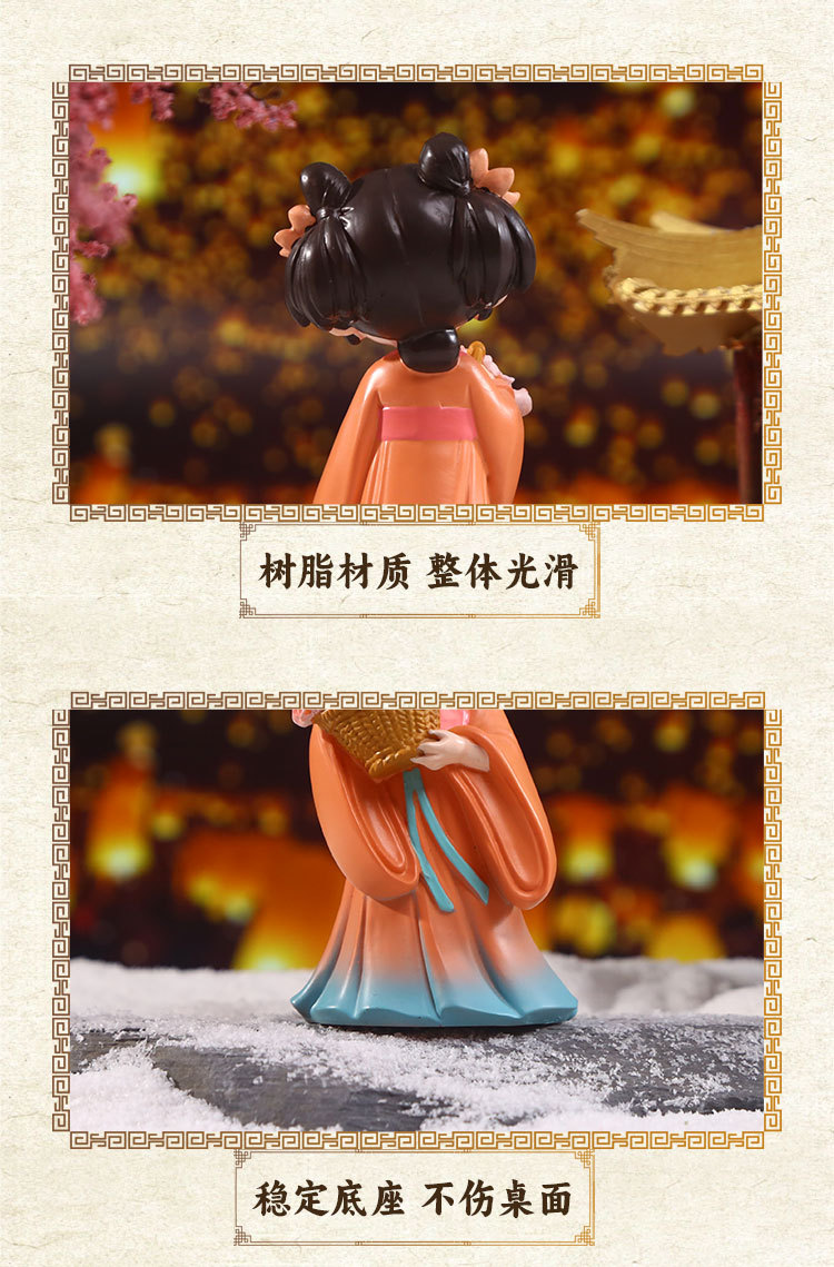 Cute ancient-style dolls, home and office desk ornaments, Hanfu figurines, resin princesses pic 13