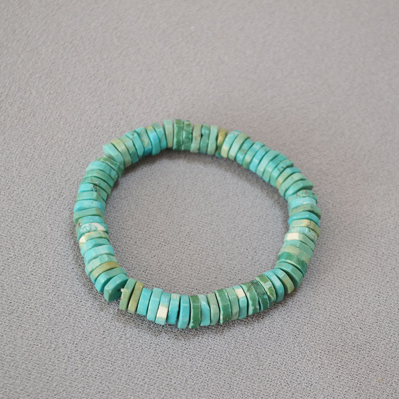 欧美小众个性气质复古夸张不规则切角绿松石隔片串珠弹力手环手串详情6