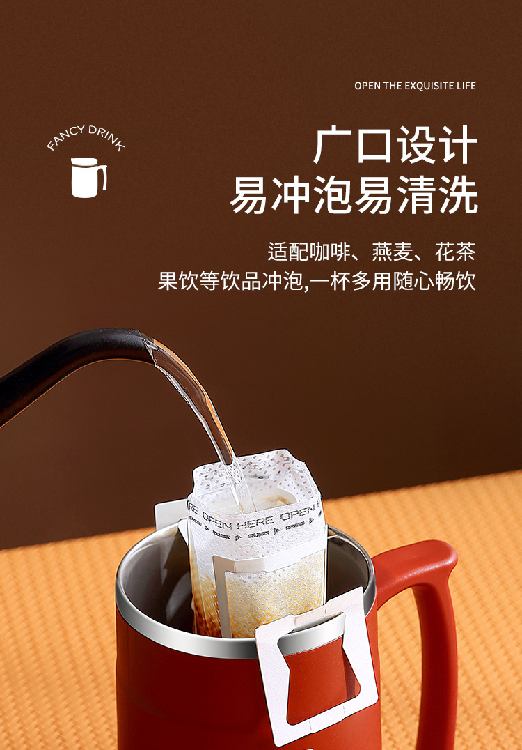 304 stainless steel mugs, portable coffee cups, thermos flasks, household red breakfast cups with spoon LIDS, office water cups pic 11