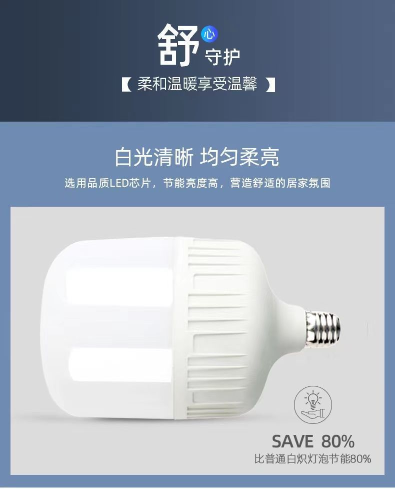 Ultra-bright led bulb E27 screw-socket household white light bulb, high-power energy-saving bulb for factory workshops pic 8