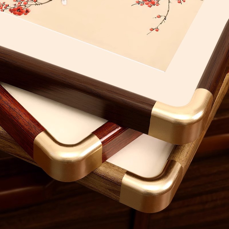 复古中式实木质感仿铜角相框画框圆角相框摆台批发新中式高级感详情4