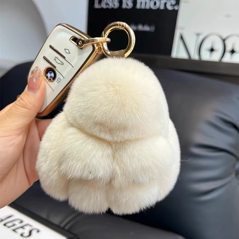 正版可爱獭兔毛公仔小兔子汽车钥匙扣挂件毛绒批货玩偶装死挂饰兔详情4