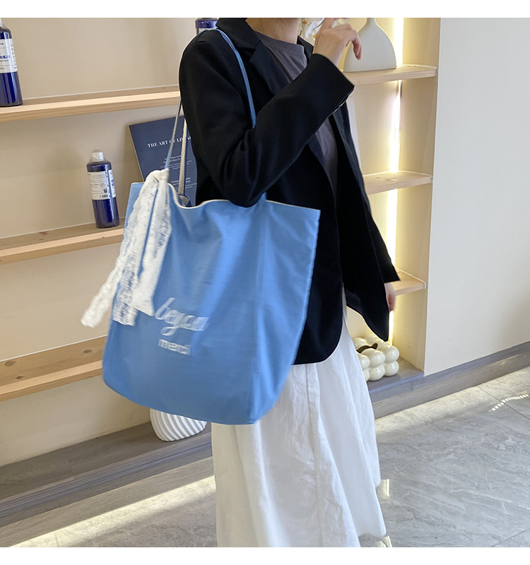 Striped canvas bag, 2024 new Korean-style ins tote casual bag, single-shoulder large-capacity tote bag shopping bag pic 28